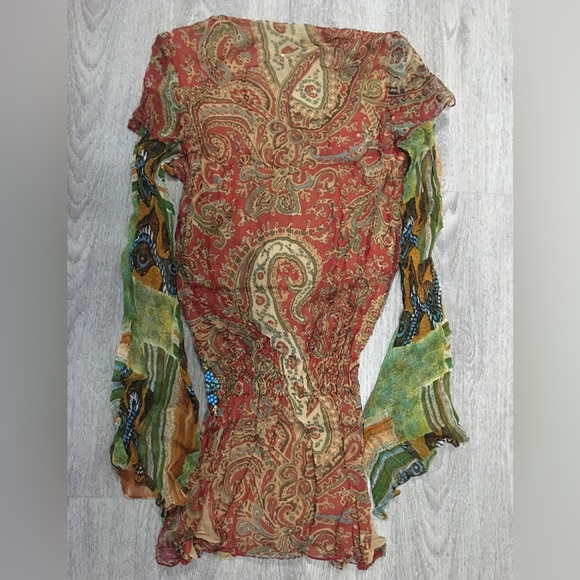 Classic Boho Embellished Sheer Blouse - Picture 4 of 6
